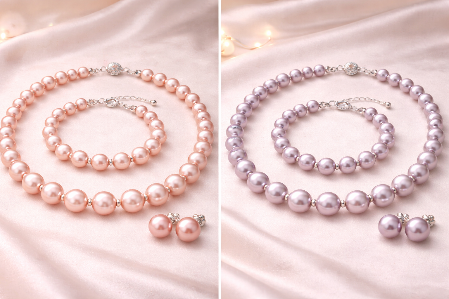 pearlsonly-blog-109-image-6-pearl - Rosa og lavendel perlekæde og øreringe sæt - Perlesmykker - pearlsonly
