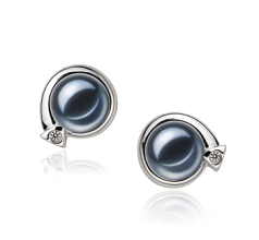 7-8mm Ferskvand Ørering sæt in Angelina Farvet sort