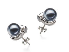 7-8mm Ferskvand Ørering sæt in Angelina Farvet sort