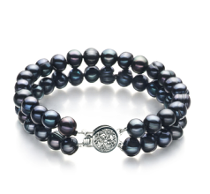 6-7mm Ferskvand Armbånd in Lavinia Farvet sort