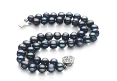 6-7mm Ferskvand Armbånd in Lavinia Farvet sort