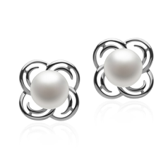 7-8mm Ferskvand Ørering sæt in Bella Hvid