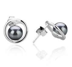 6-7mm Ferskvand Ørering sæt in Sharon Sort