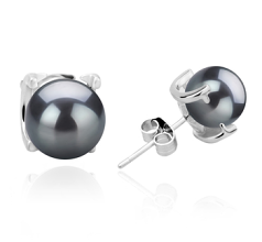 7-8mm Ferskvand Ørering sæt in Britt Farvet sort