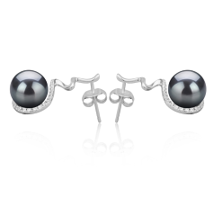 8-9mm Ferskvand Ørering sæt in Lolita Farvet sort