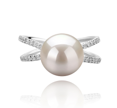 9-10mm Ferskvand Ring in Zana Hvid