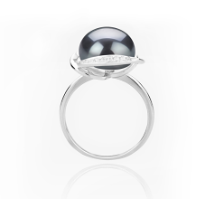 11-12mm Ferskvand Ring in Lysen Farvet sort