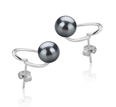 7-8mm Ferskvand Ørering sæt in Vanessa Sort