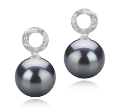 9-10mm Tahitisk Ørering sæt in Shellry Sort