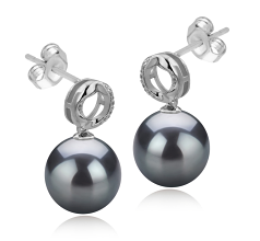9-10mm Tahitisk Ørering sæt in Shellry Sort