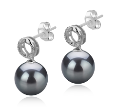 9-10mm Tahitisk Ørering sæt in Shellry Sort