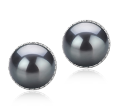 10-11mm Tahitisk Ørering sæt in Tammy Sort