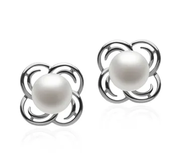 7-8mm Ferskvand Ørering sæt in Bella Hvid