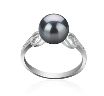 8-9mm Ferskvand Ring in Eunice Farvet sort