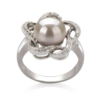 9-10mm Ferskvand Ring in Fiona Hvid 9-10mm Ferskvand Ring in Fiona Hvid