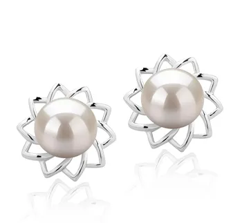 7-8mm Ferskvand Ørering sæt in Morgan Hvid