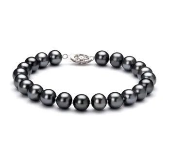 7.5-8.5mm Ferskvand Armbånd in Farvet sort