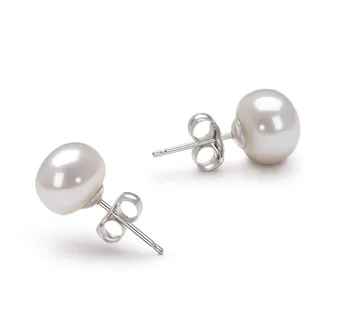 7-8mm Ferskvand Ørering sæt in Hvid